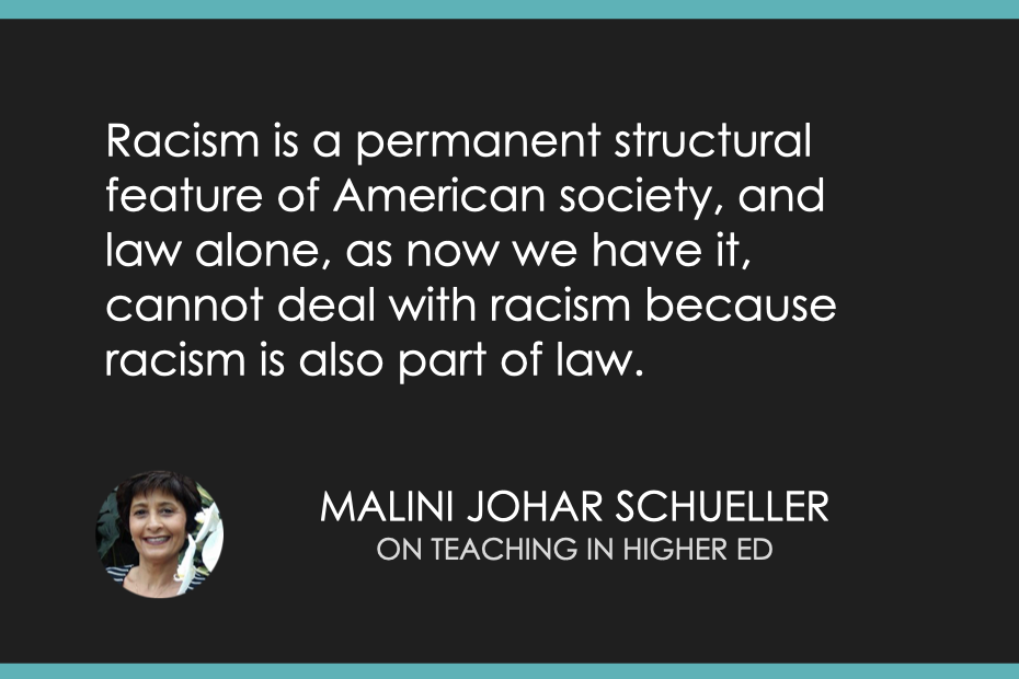 Racism is a permanent structural feature of American society, and law alone, as now we have it, cannot deal with racism because racism is also part of law.