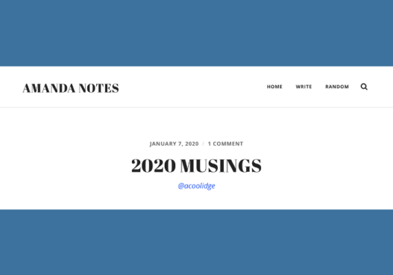 Amanda Coolidge’s 2020 Musings